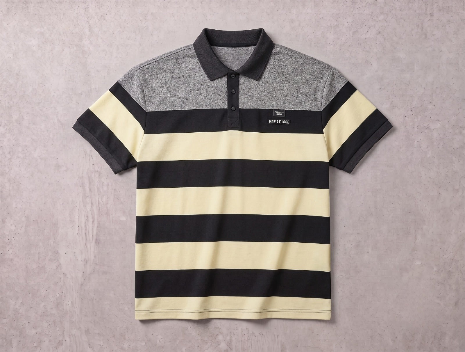 Contrast Yoke Colorblock Polo with Striped Body | Fabric Studio