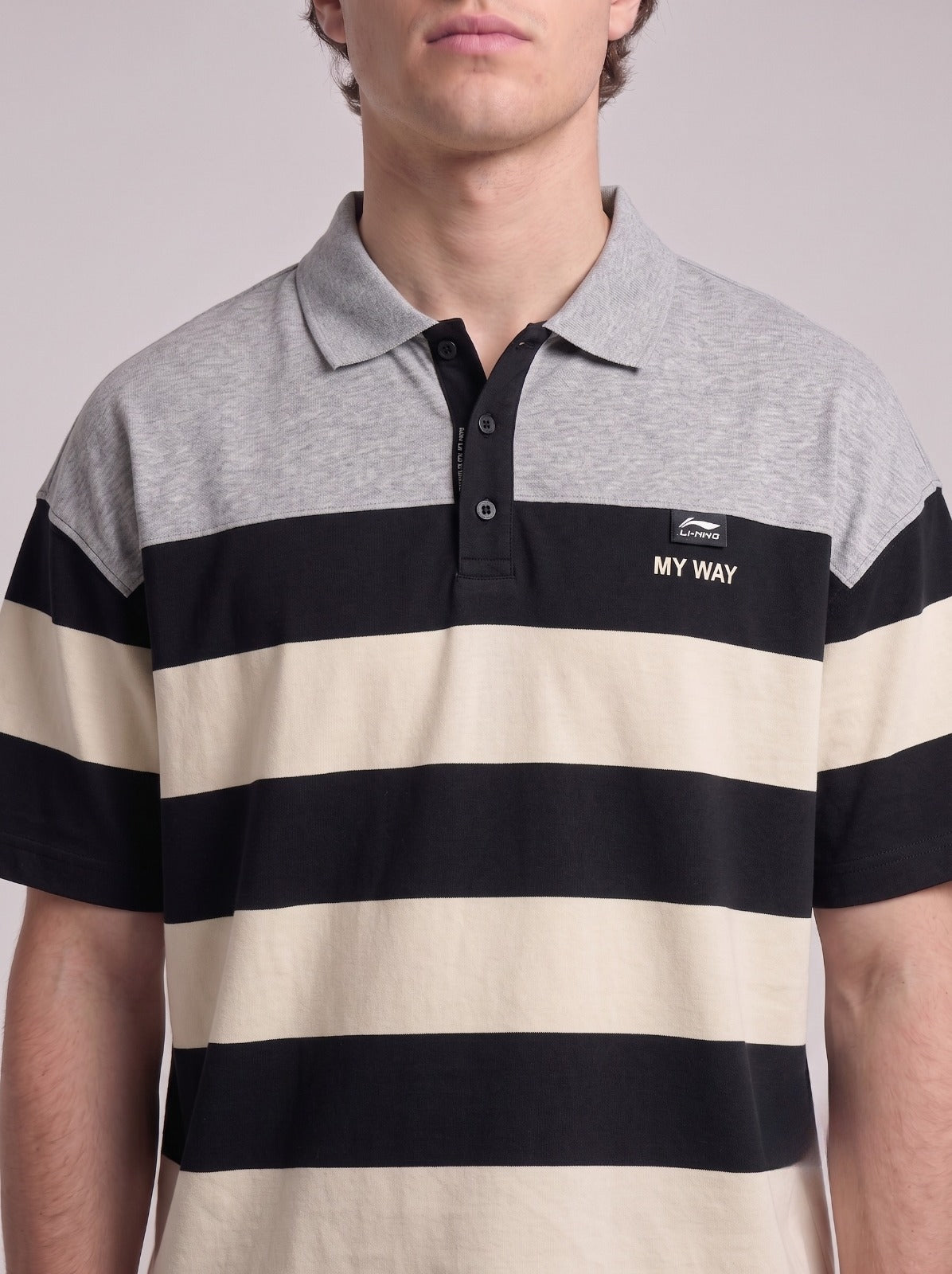 Contrast Yoke Colorblock Polo with Striped Body | Fabric Studio