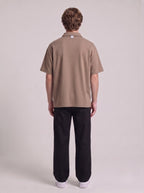 Brown Quarter-Zip Short-Sleeve Polo Shirt | Fabric Studio