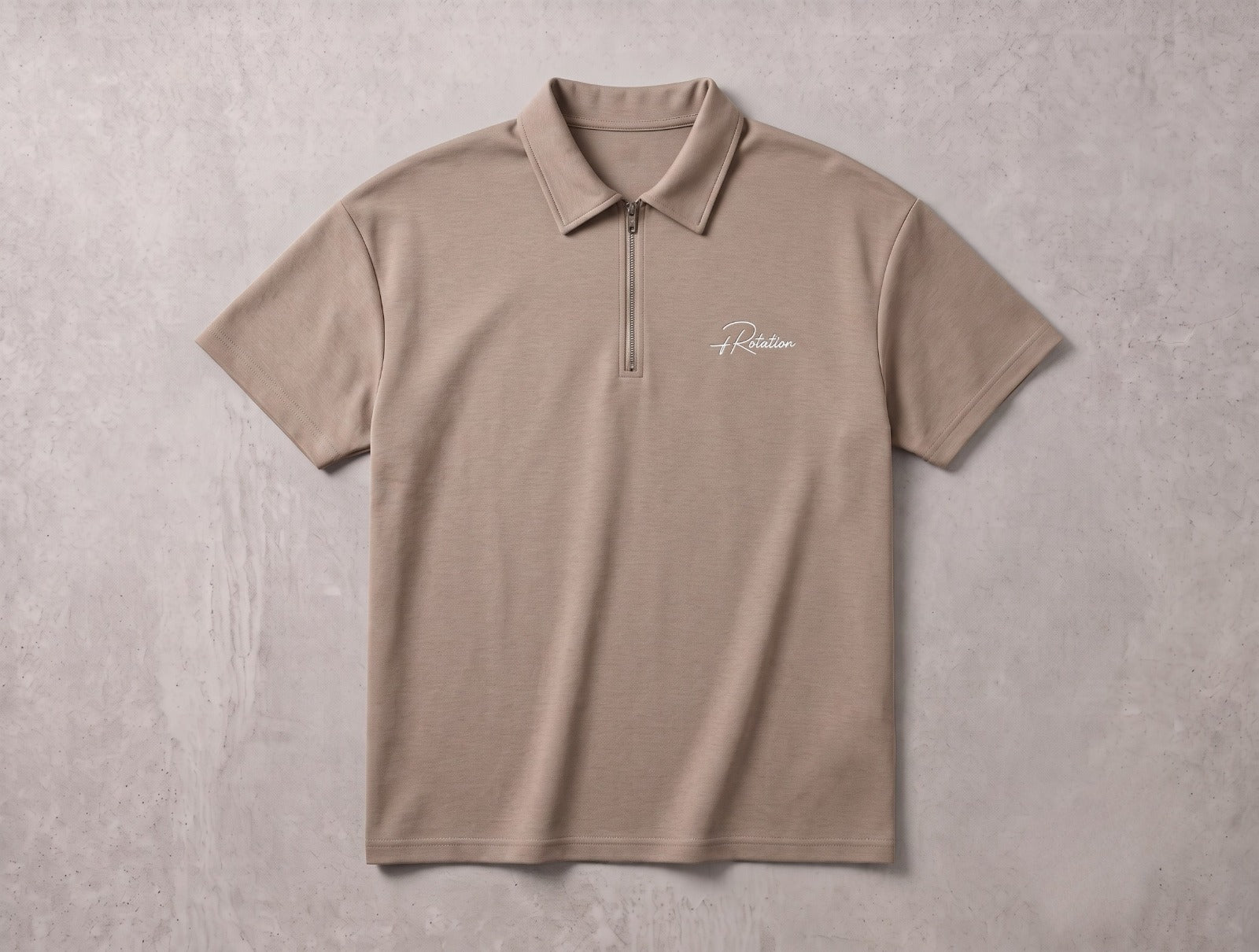 Brown Quarter-Zip Short-Sleeve Polo Shirt | Fabric Studio
