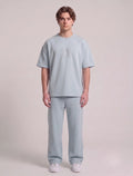 Light Blue "11" Embroidered Tee and Lounge Pants Set | Fabric Studio