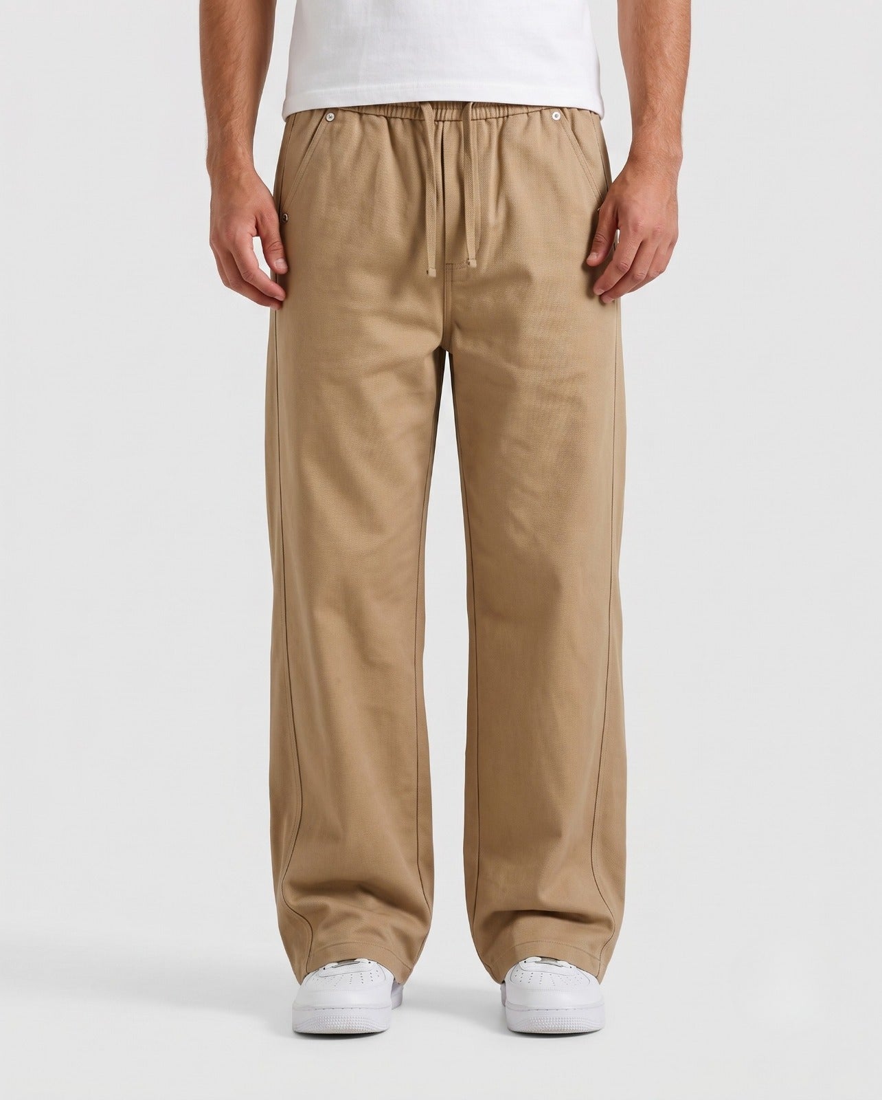 Taupe Drawstring Relaxed Fit Lounge Pants | Fabric Studio