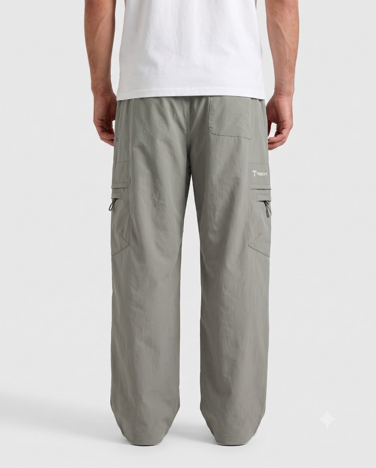 Casual Drawstring Utility Trousers with Zipper Pockets | Fabric Studio