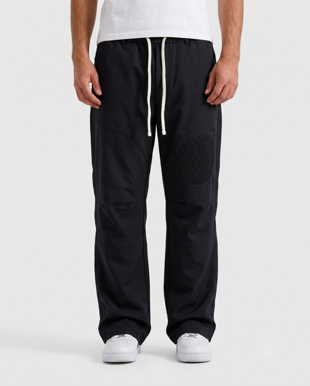 Casual Black Tech Pants with Contrast Drawstring | Fabric Studio