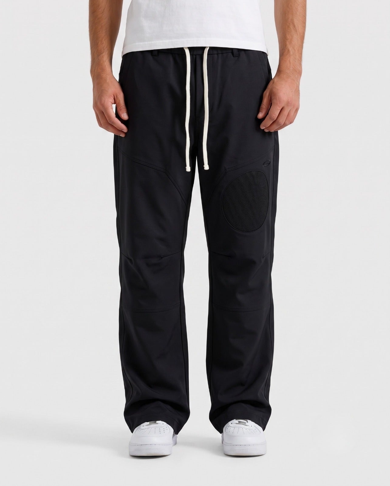 Casual Black Tech Pants with Contrast Drawstring | Fabric Studio