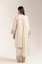 Off-White Floral Embroidered Kurta Set with Matching Dupatta | Fabric Studio