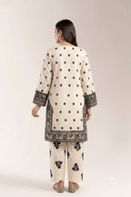 Monochrome Printed Ethnic Suit with Heavy Neck Embroidery | Fabric Studio